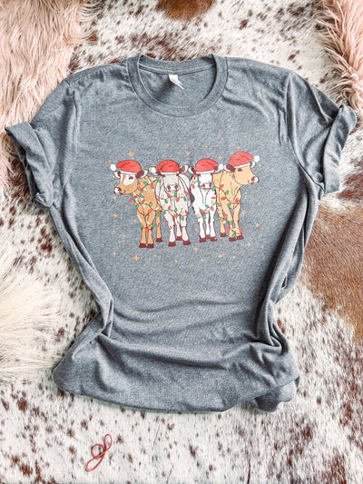 Santa Cows - Graphic Top-110 GRAPHIC TEE-Adelyn Elaine's-Adelyn Elaine's Boutique, Women's Clothing Boutique in Gilmer, TX