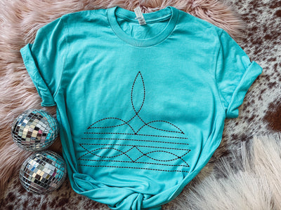 Boot Stitch - Graphic Top - Limited Edition Color - S & 3XL left-110 GRAPHIC TEE-Adelyn Elaine's-Adelyn Elaine's Boutique, Women's Clothing Boutique in Gilmer, TX