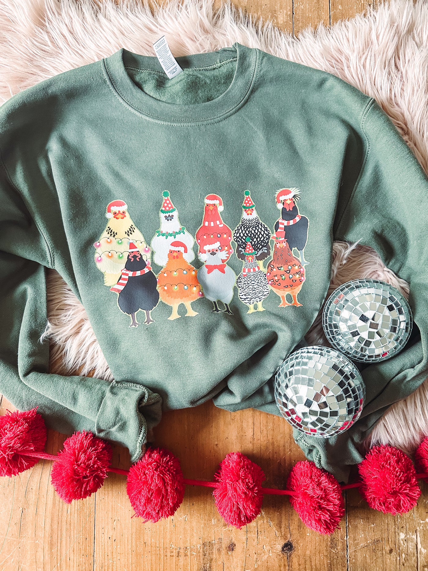 Chicken Christmas - Graphic Top-110 GRAPHIC TEE-Adelyn Elaine's-Adelyn Elaine's Boutique, Women's Clothing Boutique in Gilmer, TX