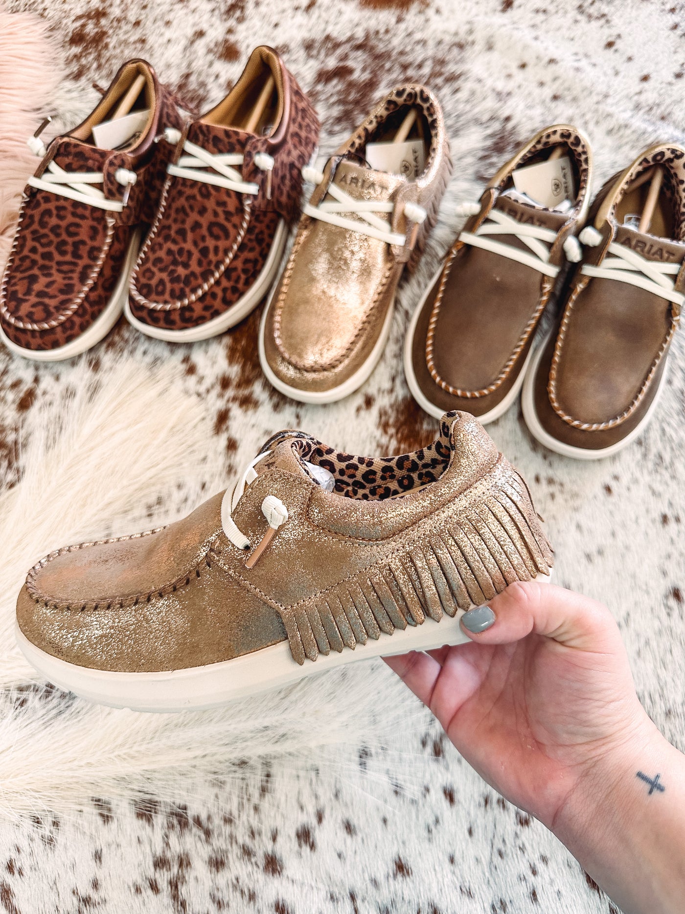 Hilo Foiled Rose Bomber Fringe - Ariat - size 10 left-302 FLATS-Ariat-Adelyn Elaine's Boutique, Women's Clothing Boutique in Gilmer, TX