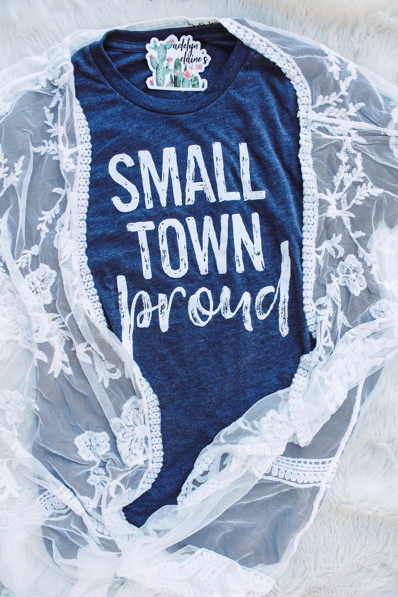 Small Town Proud - Crew Neck T-Shirt-110 GRAPHIC TEE-Adelyn Elaine's-Adelyn Elaine's Boutique, Women's Clothing Boutique in Gilmer, TX