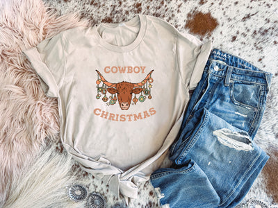 Cowboy Christmas - Graphic Top-110 GRAPHIC TEE-Adelyn Elaine's-Adelyn Elaine's Boutique, Women's Clothing Boutique in Gilmer, TX
