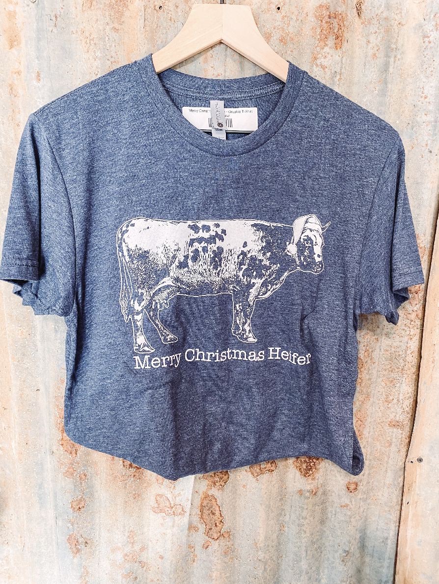 Merry Christmas Heifer - Graphic Top-110 GRAPHIC TEE-Adelyn Elaine's-Adelyn Elaine's Boutique, Women's Clothing Boutique in Gilmer, TX