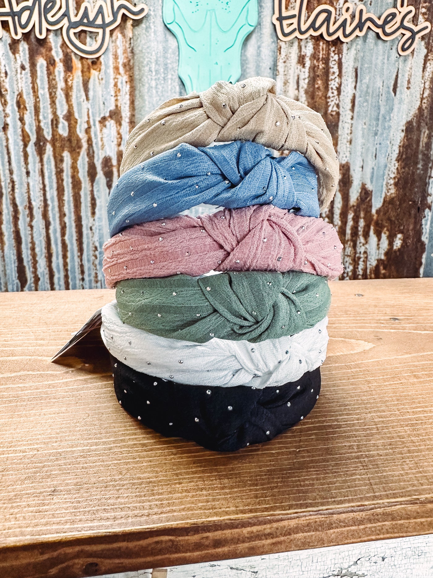 Studded Headbands - 1 Blue left-203 MISC ACCESS-SMR Wholesale-Adelyn Elaine's Boutique, Women's Clothing Boutique in Gilmer, TX