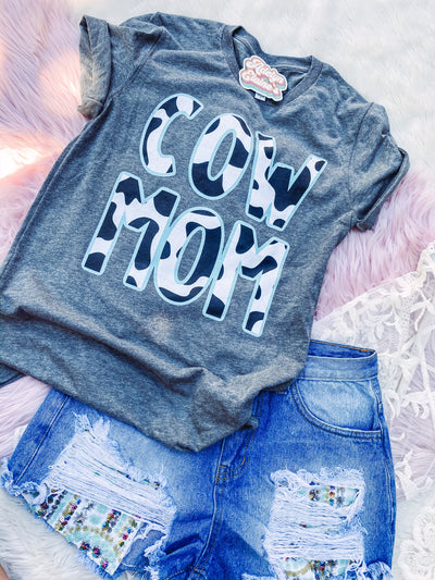 Cow Mom - Graphic Top-110 GRAPHIC TEE-Adelyn Elaine's-Adelyn Elaine's Boutique, Women's Clothing Boutique in Gilmer, TX