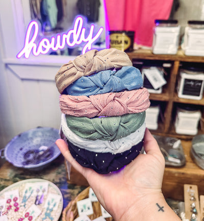 Studded Headbands - 1 Blue left-203 MISC ACCESS-SMR Wholesale-Adelyn Elaine's Boutique, Women's Clothing Boutique in Gilmer, TX