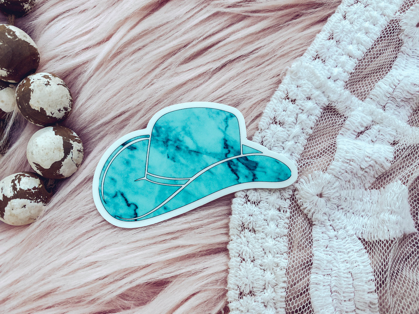 Turquoise Cowboy Hat - Sticker-402 MISC GIFTS-Adelyn Elaine's-Adelyn Elaine's Boutique, Women's Clothing Boutique in Gilmer, TX