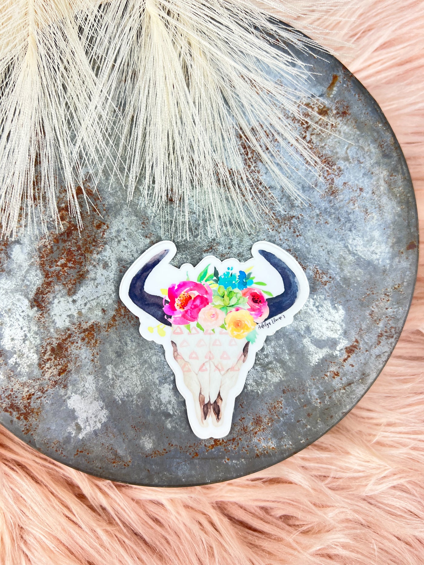 Spring Queen Bull Skull - Sticker-402 MISC GIFTS-Adelyn Elaine's-Adelyn Elaine's Boutique, Women's Clothing Boutique in Gilmer, TX