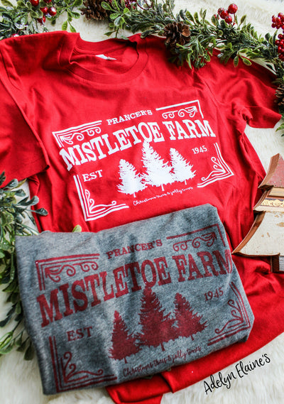 Mistletoe Farms - Christmas Top-110 GRAPHIC TEE-Adelyn Elaine's-Adelyn Elaine's Boutique, Women's Clothing Boutique in Gilmer, TX