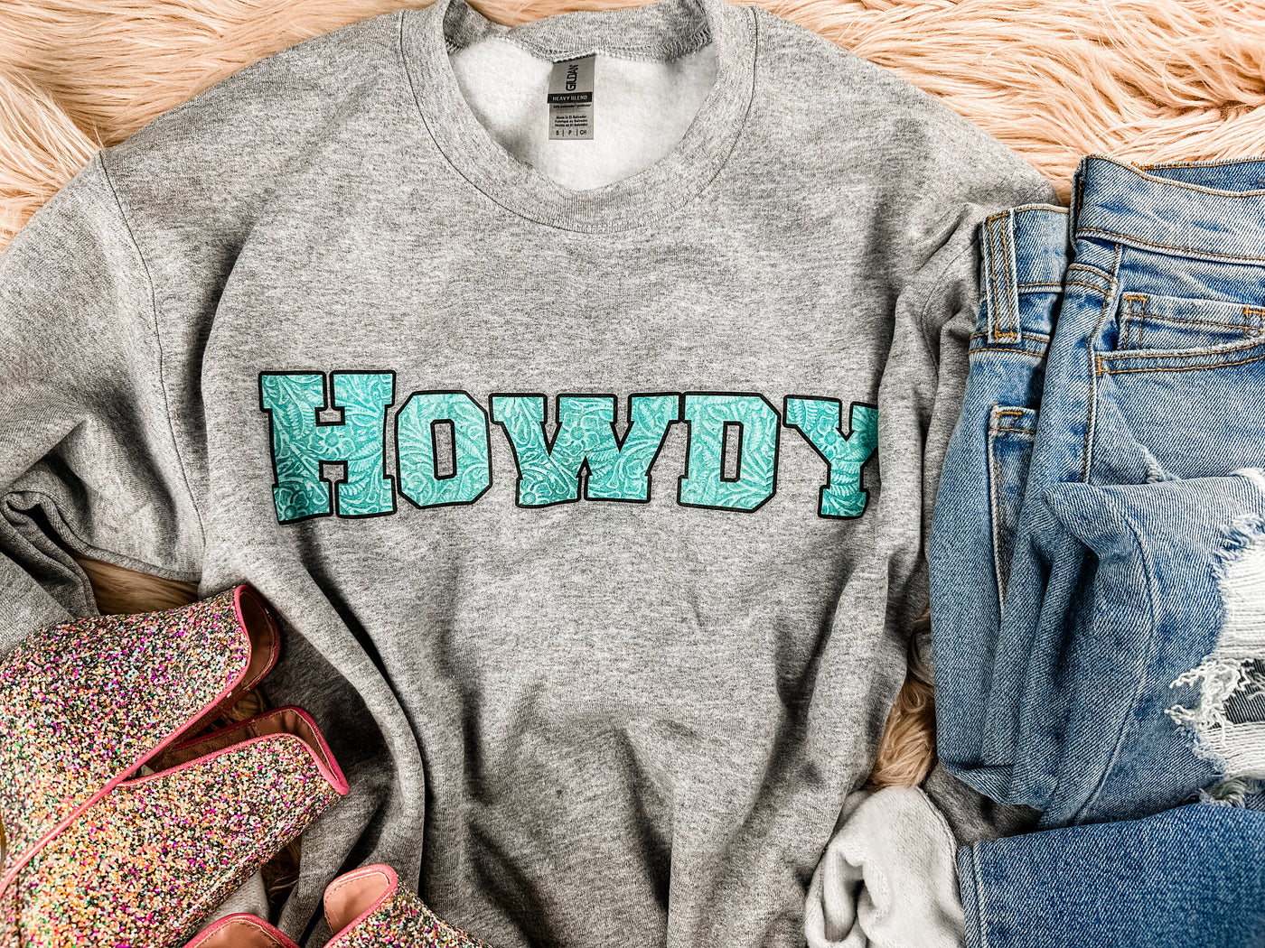 Tooled Howdy - Graphic Top-112 SWEATERS & CARDIGANS-Adelyn Elaine's-Adelyn Elaine's Boutique, Women's Clothing Boutique in Gilmer, TX