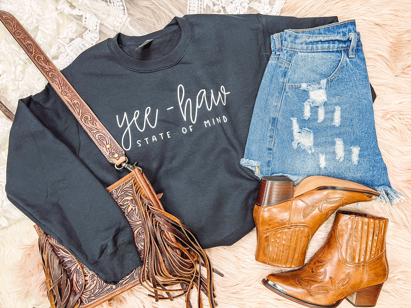 Yee-Haw State of Mind- Graphic Top-110 GRAPHIC TEE-Adelyn Elaine's-Adelyn Elaine's Boutique, Women's Clothing Boutique in Gilmer, TX