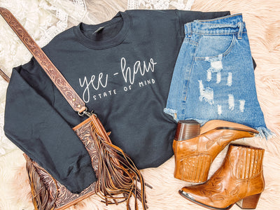 Yee-Haw State of Mind- Graphic Top-110 GRAPHIC TEE-Adelyn Elaine's-Adelyn Elaine's Boutique, Women's Clothing Boutique in Gilmer, TX