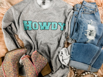 Tooled Howdy - Graphic Top-112 SWEATERS & CARDIGANS-Adelyn Elaine's-Adelyn Elaine's Boutique, Women's Clothing Boutique in Gilmer, TX