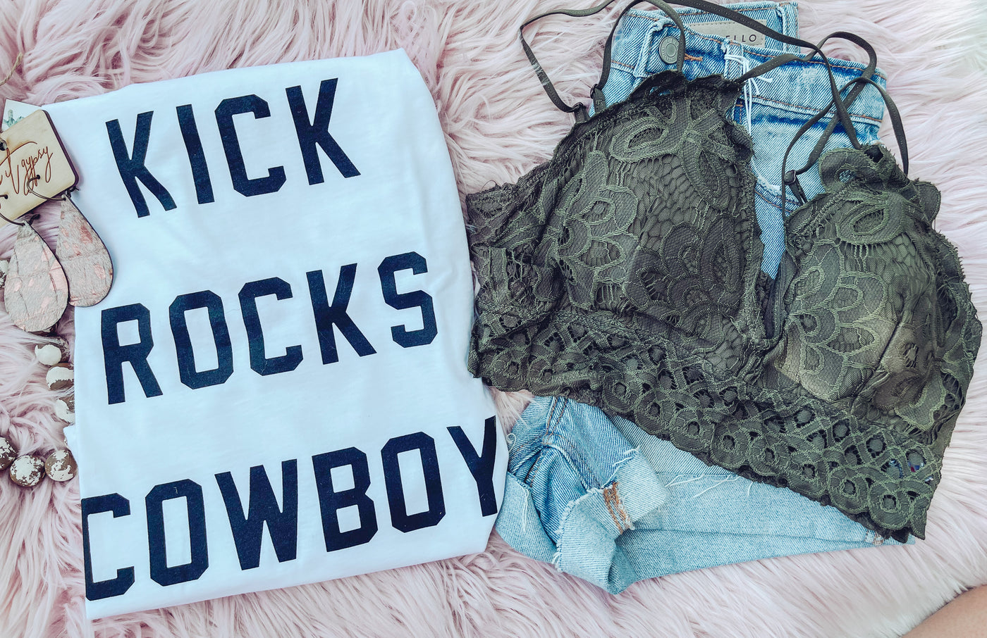 Kick Rocks Cowboy - Graphic Top-110 GRAPHIC TEE-Lotus Fashion-Adelyn Elaine's Boutique, Women's Clothing Boutique in Gilmer, TX