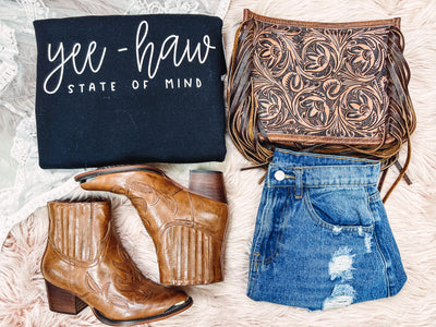 Yee-Haw State of Mind- Graphic Top-110 GRAPHIC TEE-Adelyn Elaine's-Adelyn Elaine's Boutique, Women's Clothing Boutique in Gilmer, TX