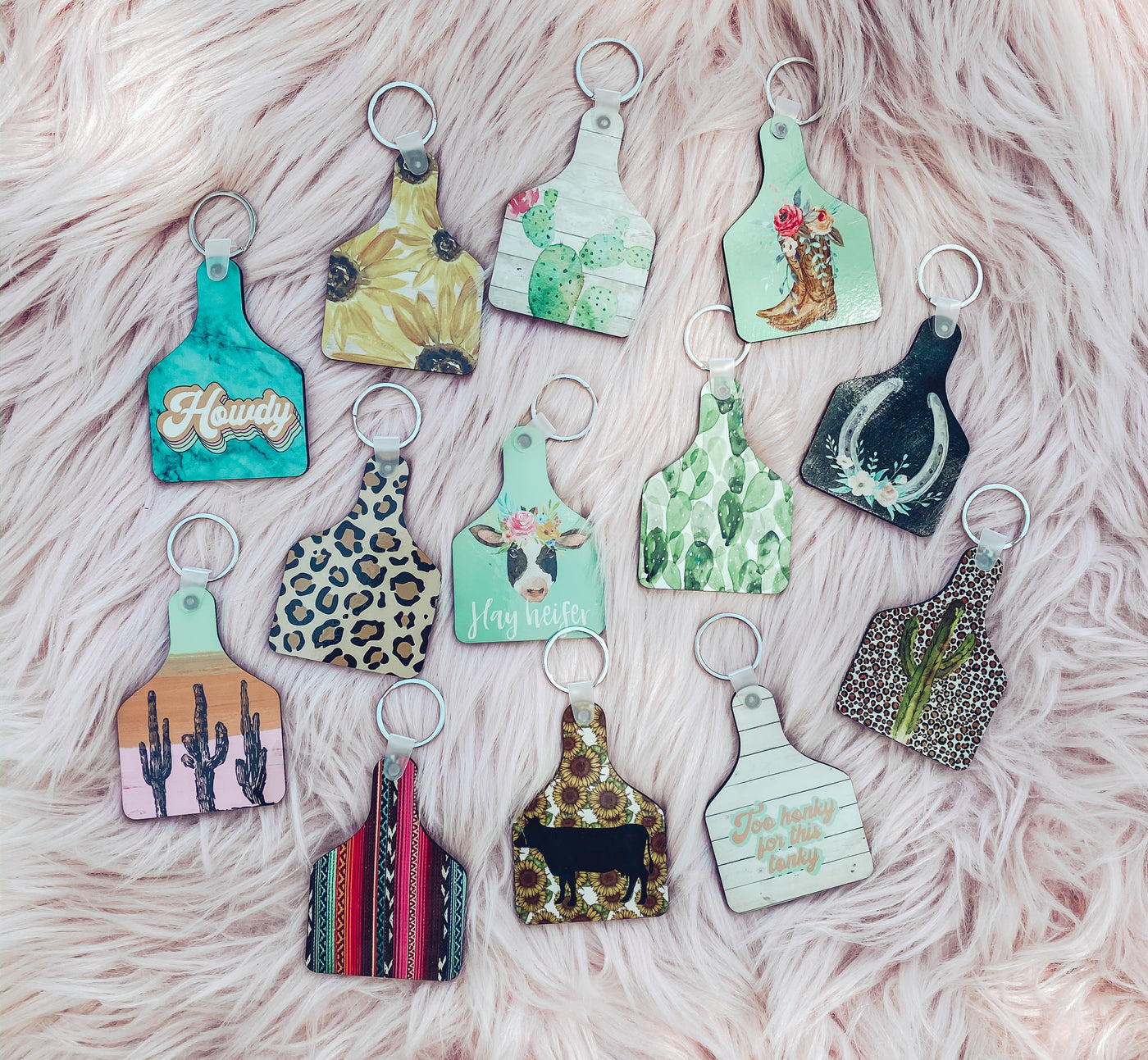Cow Tag Keychains-401 CAR ACCESSORIES-Adelyn Elaine's-Adelyn Elaine's Boutique, Women's Clothing Boutique in Gilmer, TX