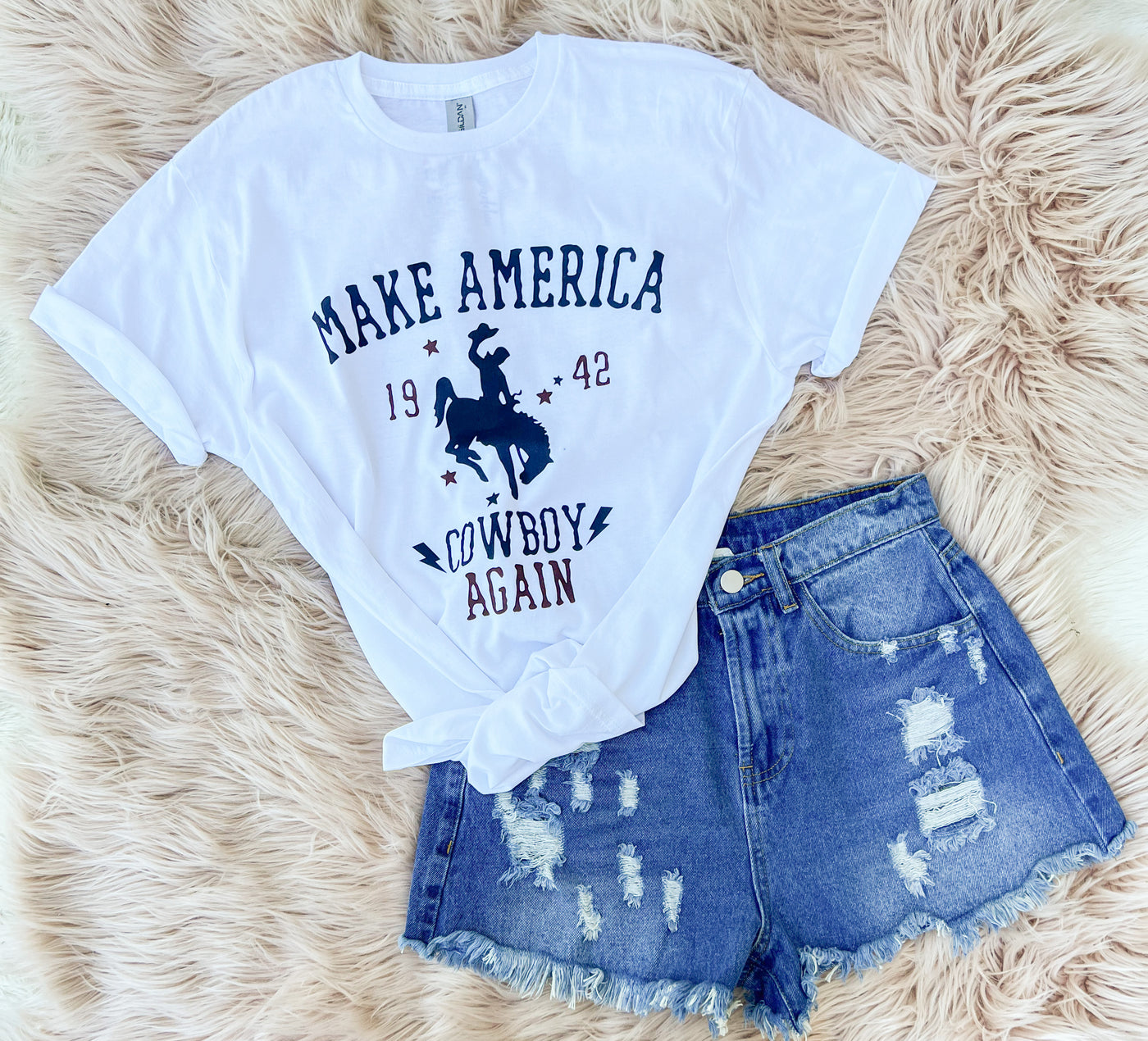 Make America Cowboy Again - Graphic Top-110 GRAPHIC TEE-Adelyn Elaine's-Adelyn Elaine's Boutique, Women's Clothing Boutique in Gilmer, TX