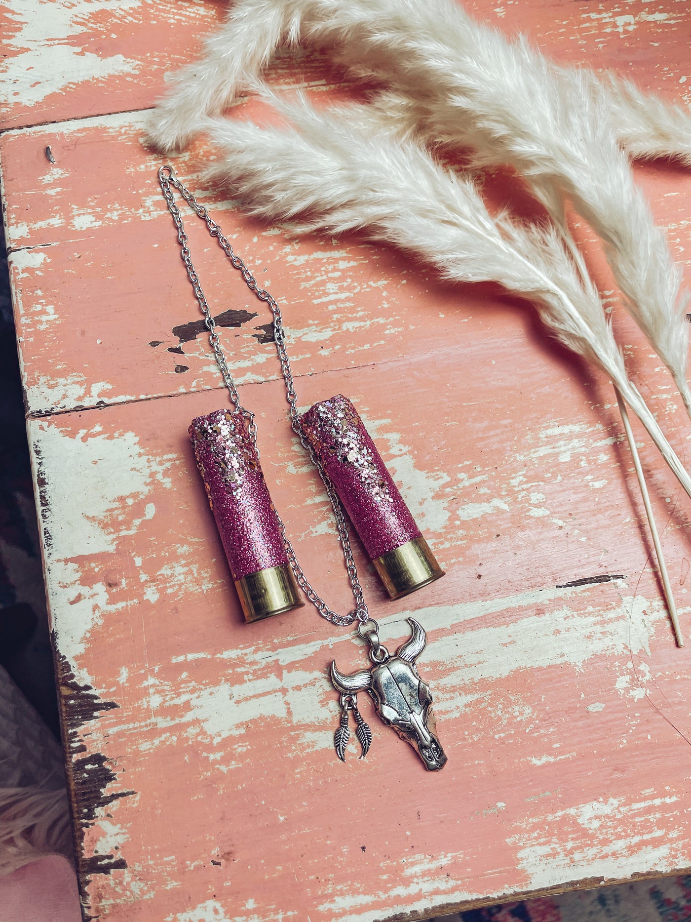 Silver Skull Shot G U N Shell - Rear View Mirror Hanger-401 CAR ACCESSORIES-Adelyn Elaine's-Adelyn Elaine's Boutique, Women's Clothing Boutique in Gilmer, TX