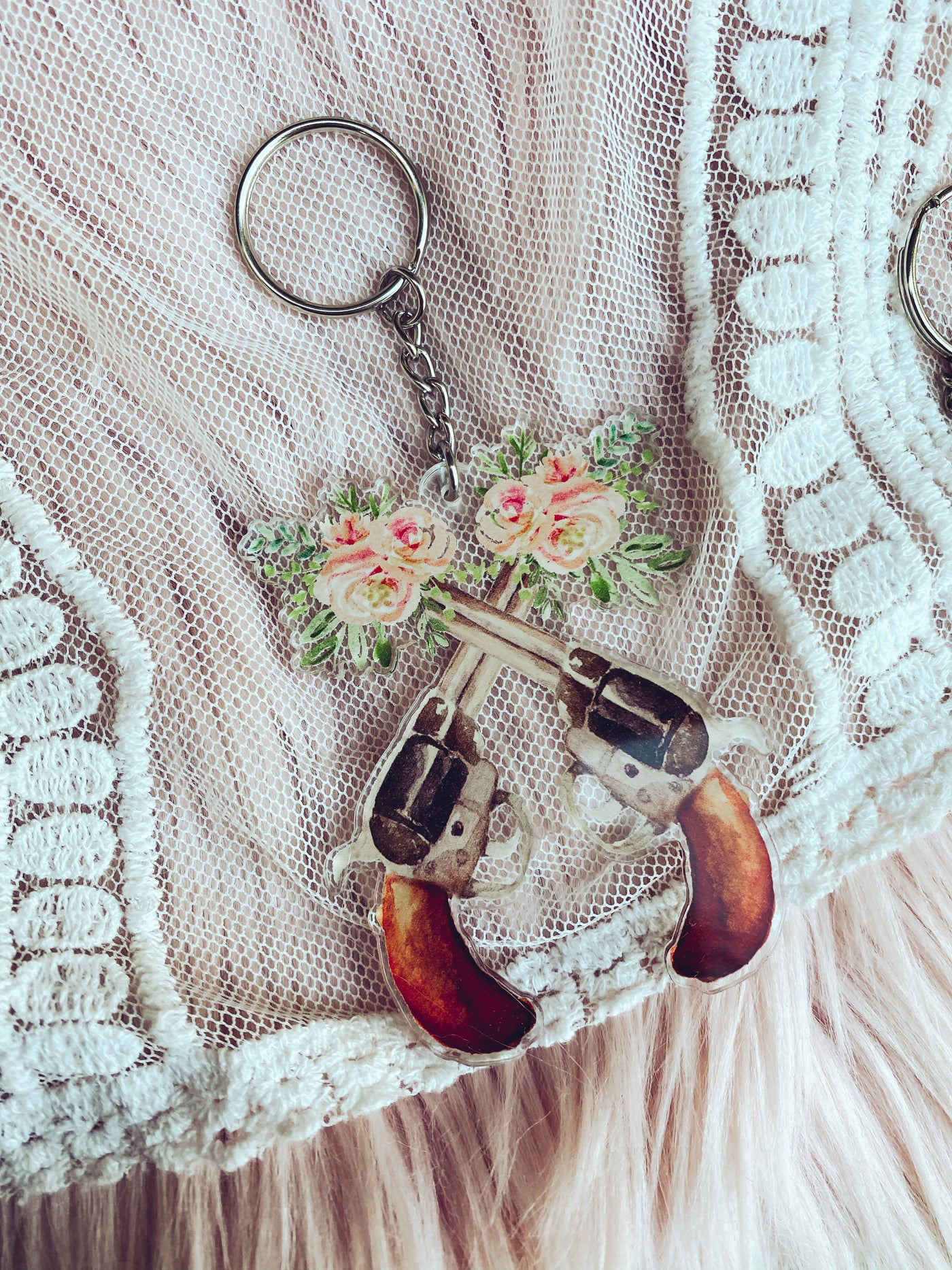 Crossed Pistola - Acrylic Keychain-401 CAR ACCESSORIES-Adelyn Elaine's-Adelyn Elaine's Boutique, Women's Clothing Boutique in Gilmer, TX