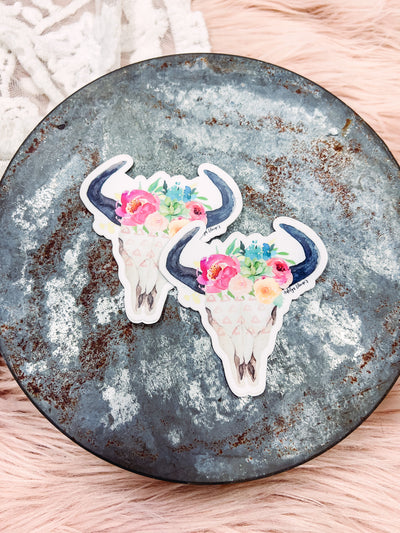 Spring Queen Bull Skull - Sticker-402 MISC GIFTS-Adelyn Elaine's-Adelyn Elaine's Boutique, Women's Clothing Boutique in Gilmer, TX