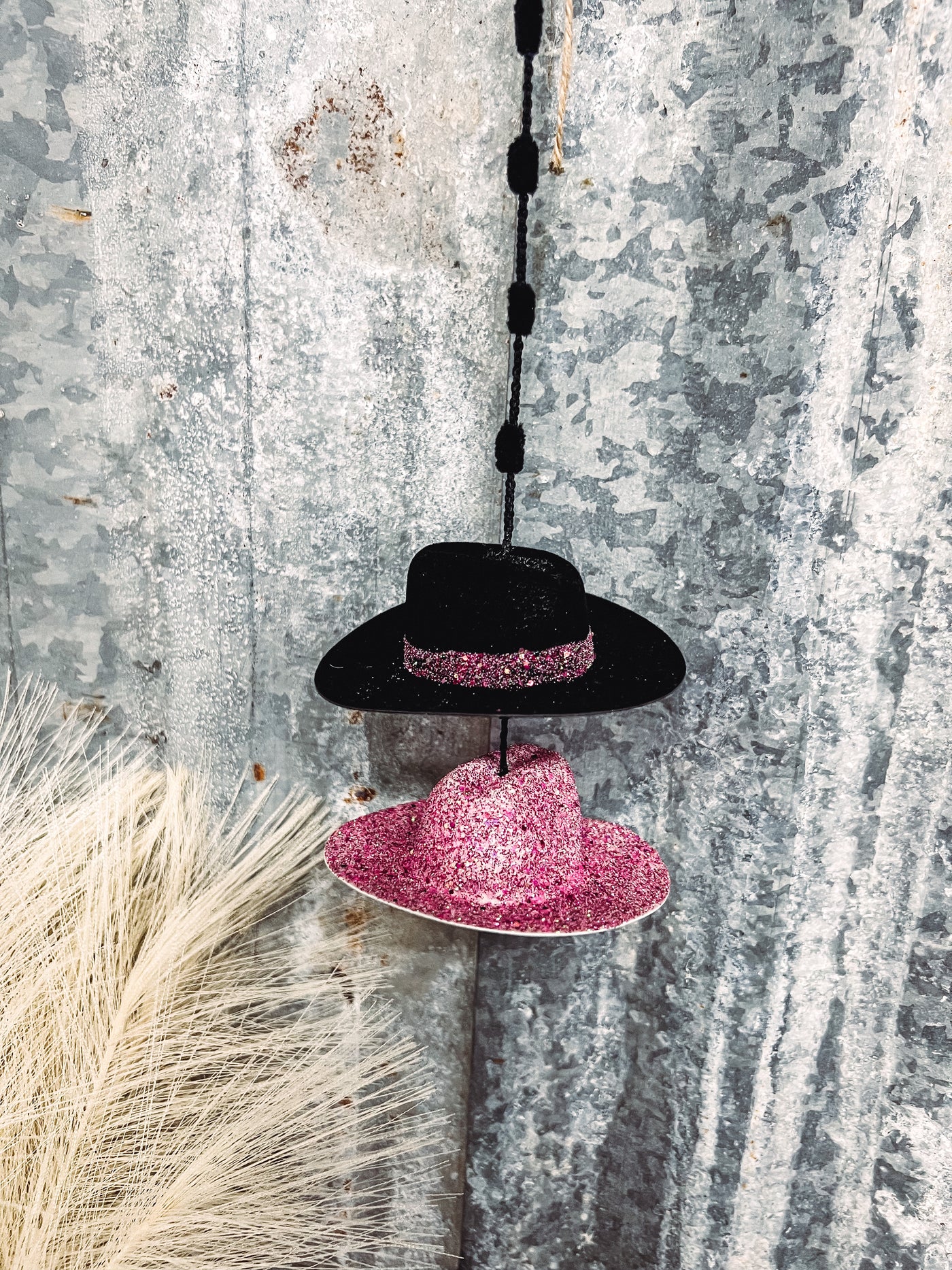 Black + Pink Glitter - Hat Mirror Hangers-401 CAR ACCESSORIES-Adelyn Elaine's-Adelyn Elaine's Boutique, Women's Clothing Boutique in Gilmer, TX