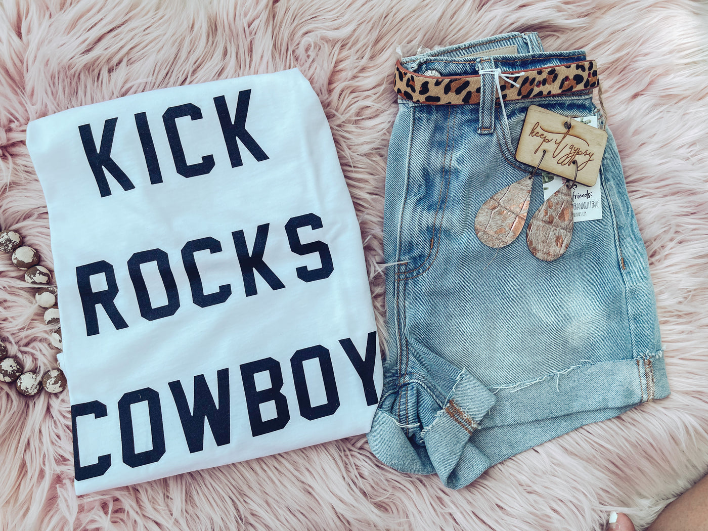 Kick Rocks Cowboy - Graphic Top-110 GRAPHIC TEE-Lotus Fashion-Adelyn Elaine's Boutique, Women's Clothing Boutique in Gilmer, TX