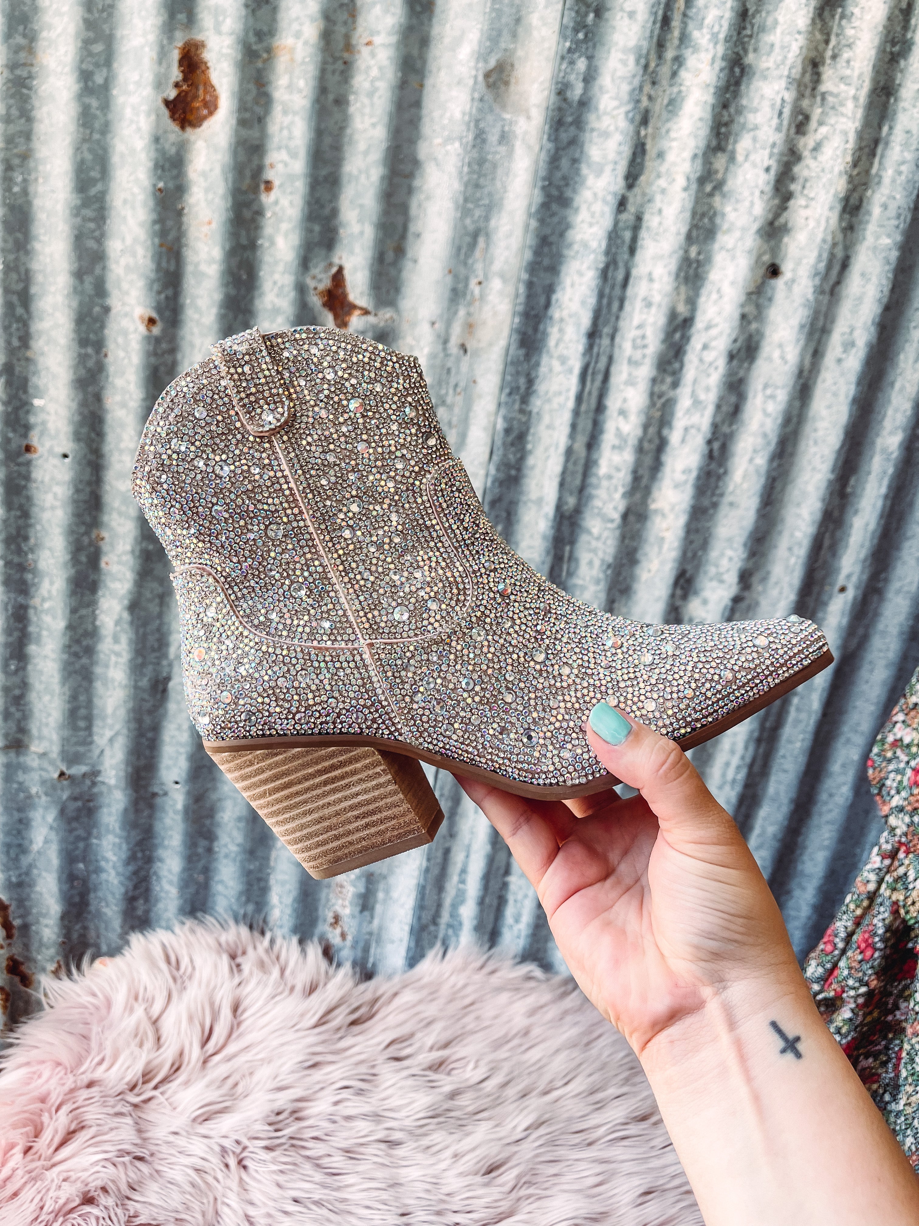 Harlow Rhinestone Booties - Size 6 left – Burro Threads Co.