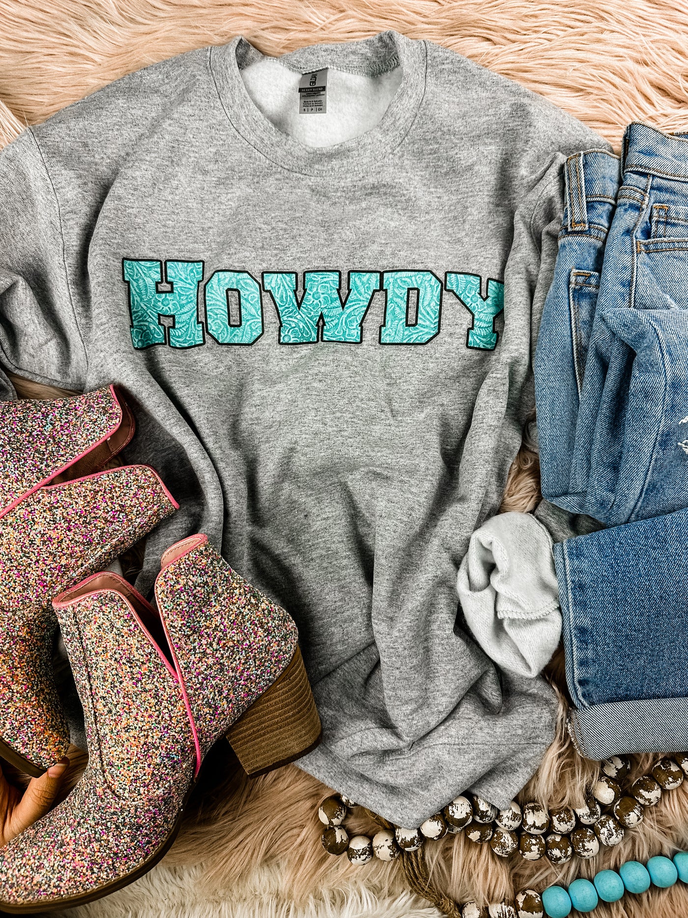 Tooled Howdy - Graphic Top-112 SWEATERS & CARDIGANS-Adelyn Elaine's-Adelyn Elaine's Boutique, Women's Clothing Boutique in Gilmer, TX